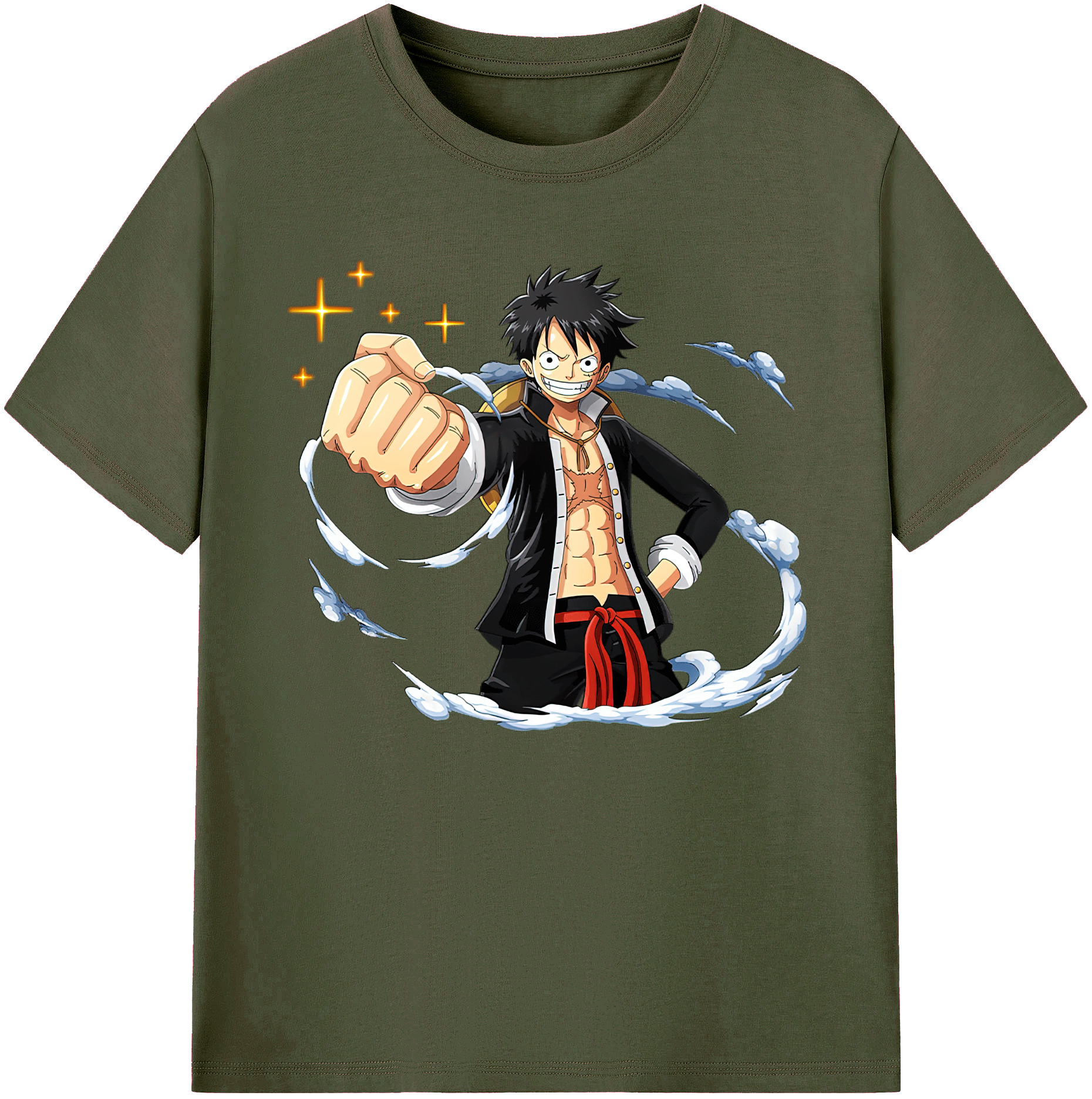 ワンピース モンキー・D・ルフィ ONE PIECE Monkey D. Luffy 綿100％ メンズ半袖Tシャツ｜肌触りやわらか＆通気性